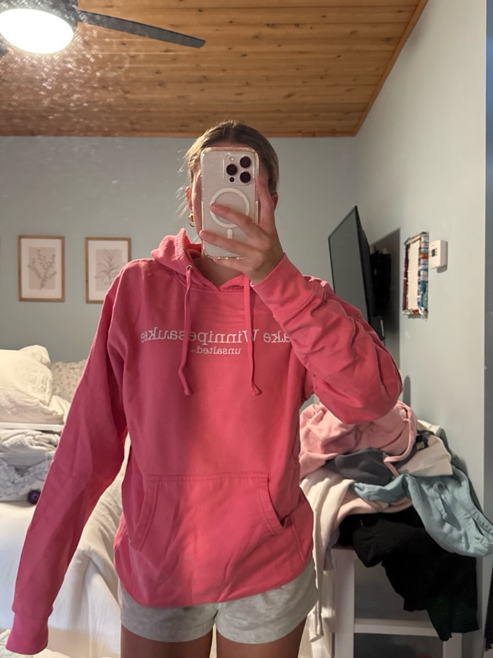 Pink Pullover Lake Winnipesaukee Hoodie